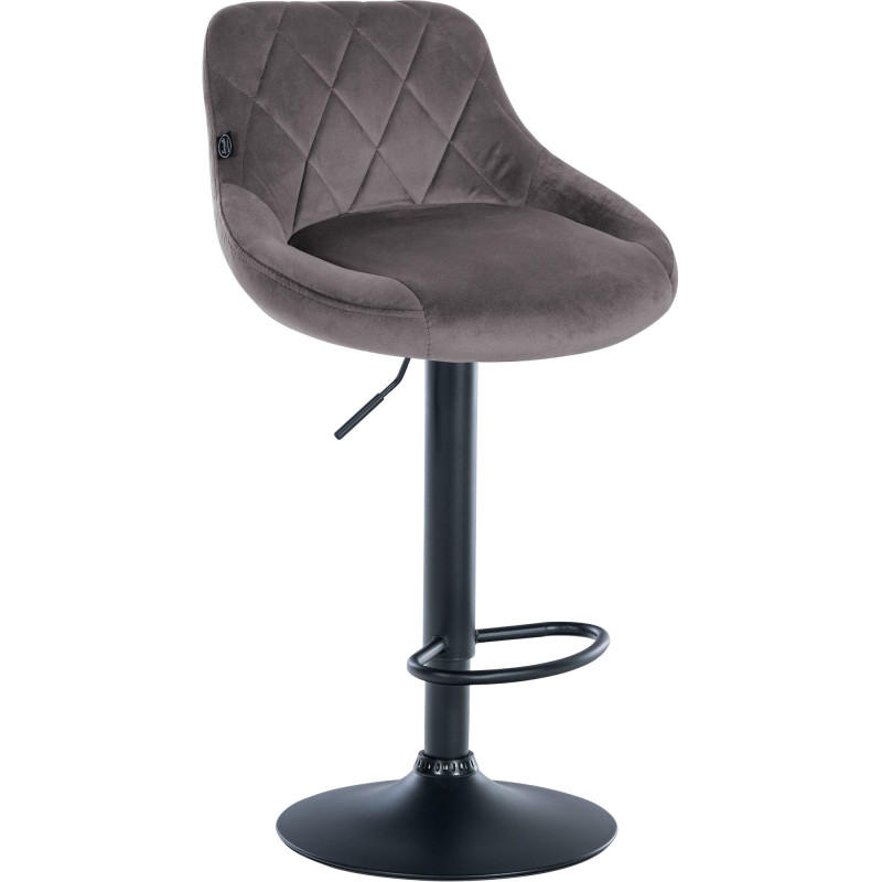 Tabouret de bar moderne chic en Velours Gris Métal Noir Zerion - 1