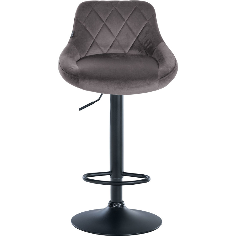 Tabouret de bar moderne chic en Velours Gris Métal Noir Zerion - 2