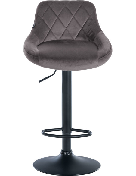 Tabouret de bar moderne chic en Velours Gris Métal Noir Zerion - 2