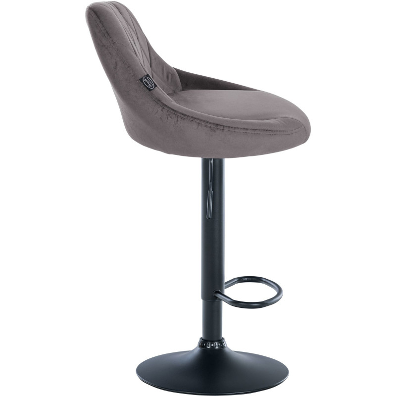 Tabouret de bar moderne chic en Velours Gris Métal Noir Zerion - 3
