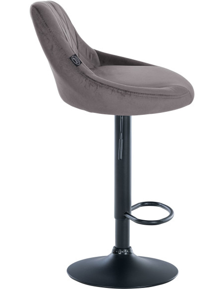 Tabouret de bar moderne chic en Velours Gris Métal Noir Zerion - 3
