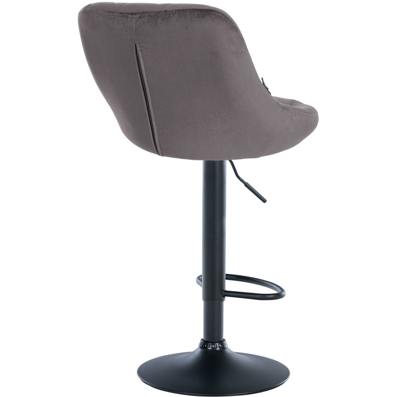 Tabouret de bar moderne chic en Velours Gris Métal Noir Zerion - 4