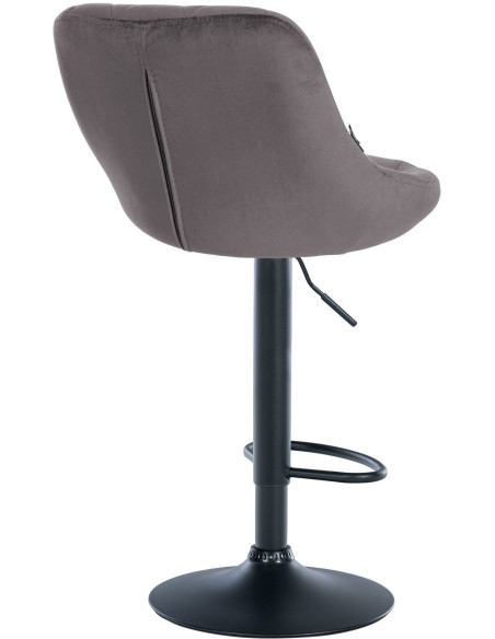 Tabouret de bar moderne chic en Velours Gris Métal Noir Zerion - 4