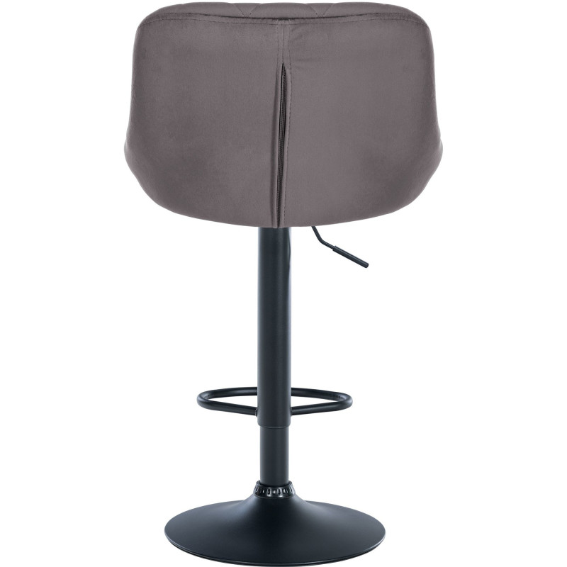 Tabouret de bar moderne chic en Velours Gris Métal Noir Zerion - 5