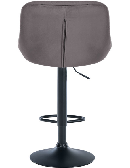 Tabouret de bar moderne chic en Velours Gris Métal Noir Zerion - 5