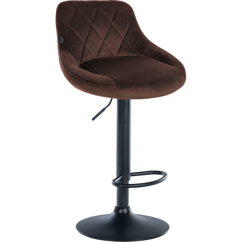 Tabouret de bar moderne chic en Velours Marron Métal Noir Zerion - 1
