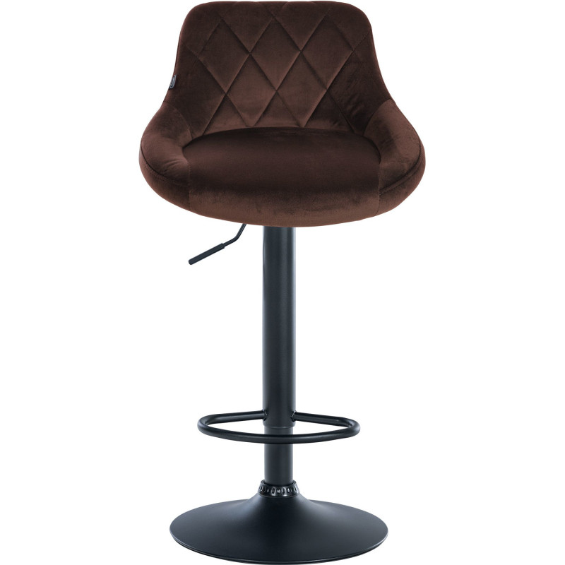 Tabouret de bar moderne chic en Velours Marron Métal Noir Zerion - 2