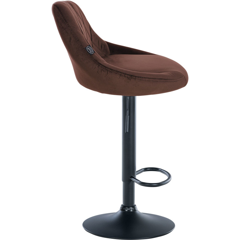 Tabouret de bar moderne chic en Velours Marron Métal Noir Zerion - 3