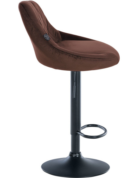 Tabouret de bar moderne chic en Velours Marron Métal Noir Zerion - 3