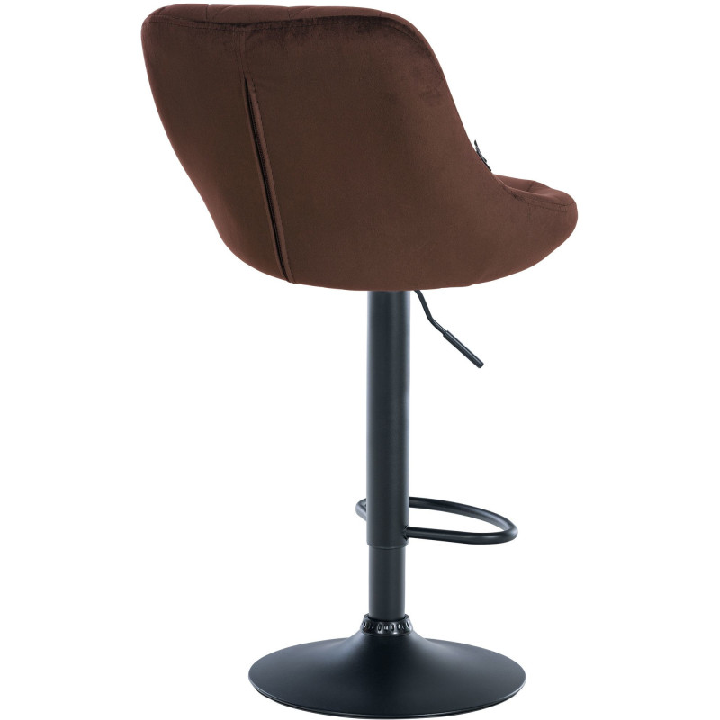 Tabouret de bar moderne chic en Velours Marron Métal Noir Zerion - 4