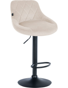 Tabouret de bar moderne chic en Velours Blanc crème Métal Noir Zerion - 1