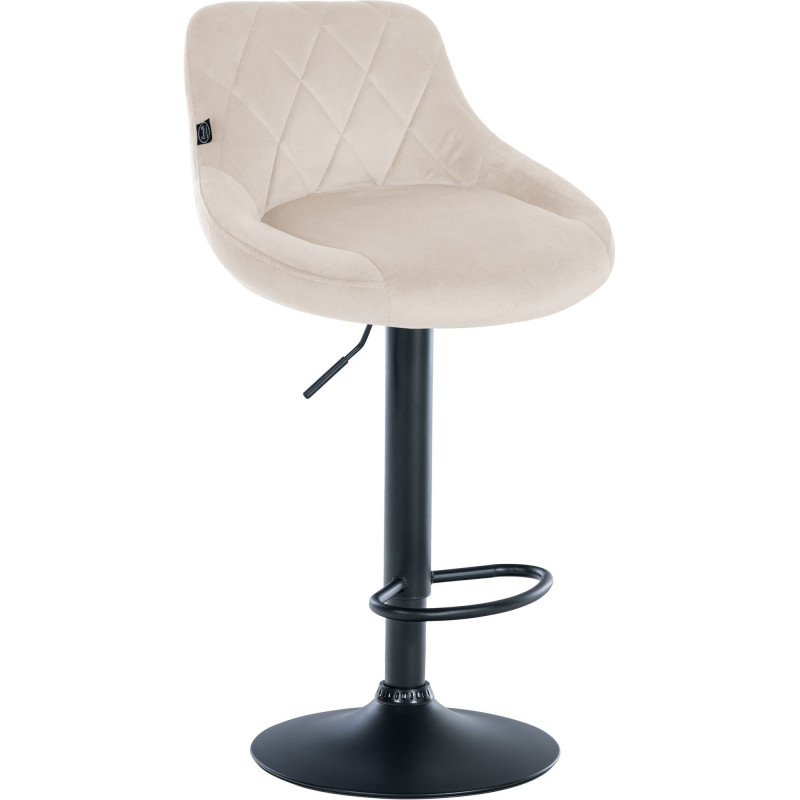 Tabouret de bar moderne chic en Velours Blanc crème Métal Noir Zerion - 1