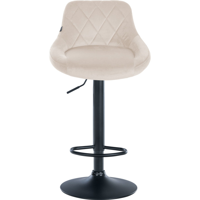 Tabouret de bar moderne chic en Velours Blanc crème Métal Noir Zerion - 2