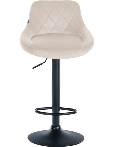 Tabouret de bar moderne chic en Velours Blanc crème Métal Noir Zerion - 2