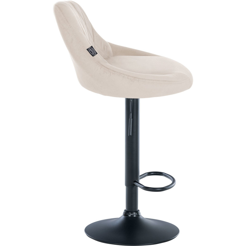 Tabouret de bar moderne chic en Velours Blanc crème Métal Noir Zerion - 3