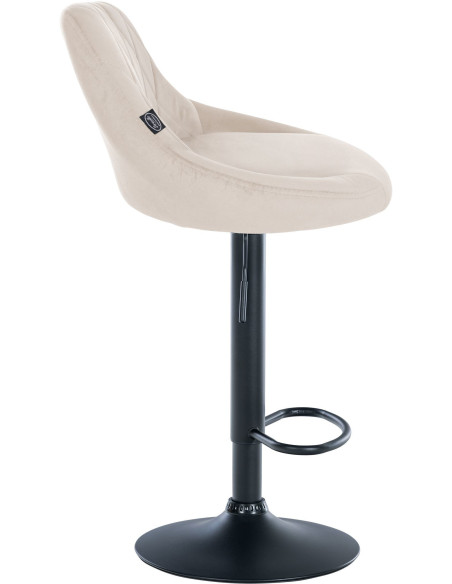 Tabouret de bar moderne chic en Velours Blanc crème Métal Noir Zerion - 3