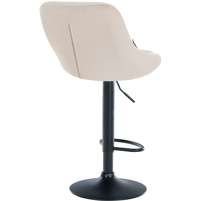Tabouret de bar moderne chic en Velours Blanc crème Métal Noir Zerion - 4