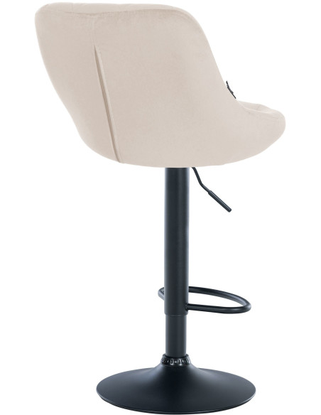 Tabouret de bar moderne chic en Velours Blanc crème Métal Noir Zerion - 4