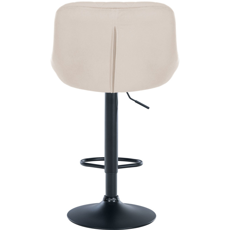 Tabouret de bar moderne chic en Velours Blanc crème Métal Noir Zerion - 5