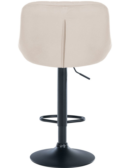 Tabouret de bar moderne chic en Velours Blanc crème Métal Noir Zerion - 5