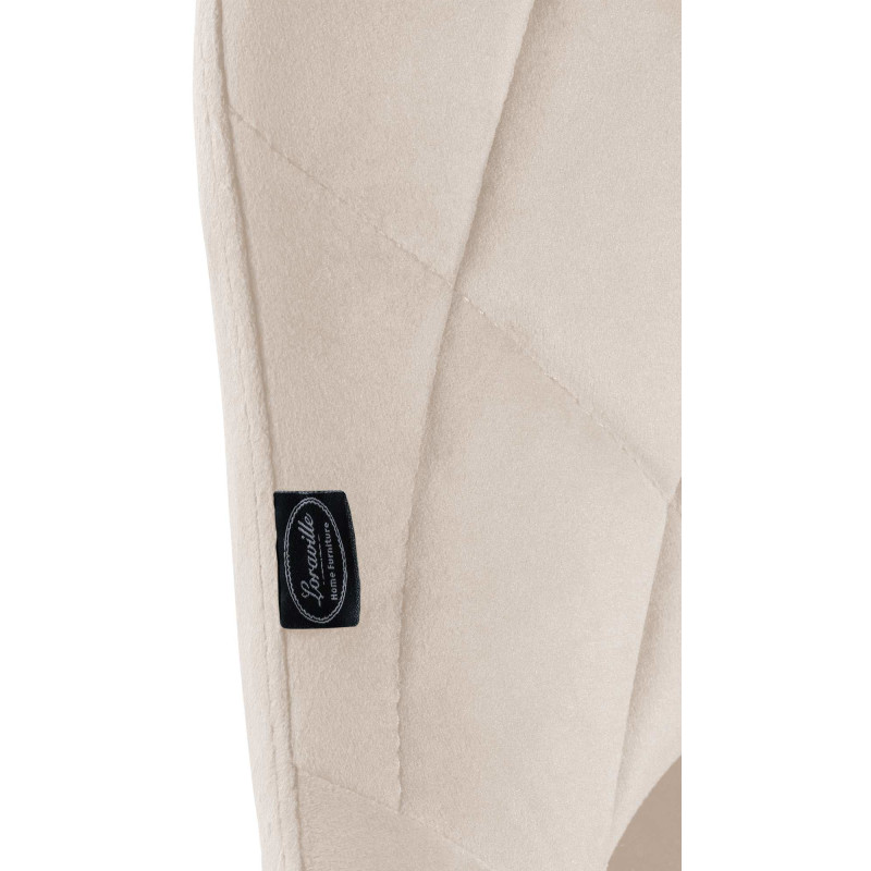 Tabouret de bar moderne chic en Velours Blanc crème Métal Noir Zerion - 6