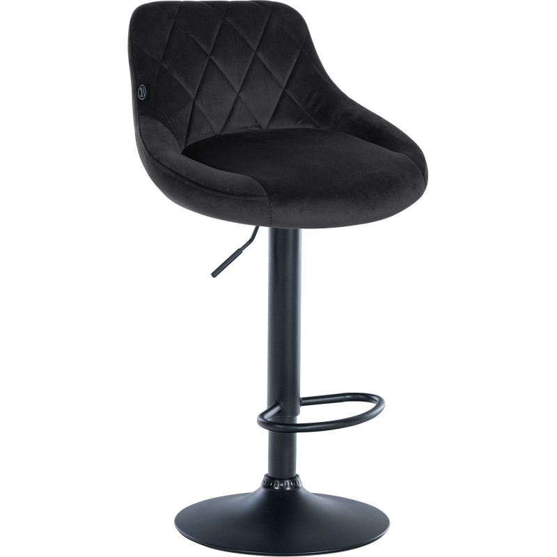 Tabouret de bar moderne chic en Velours Noir Métal Noir Zerion - 1