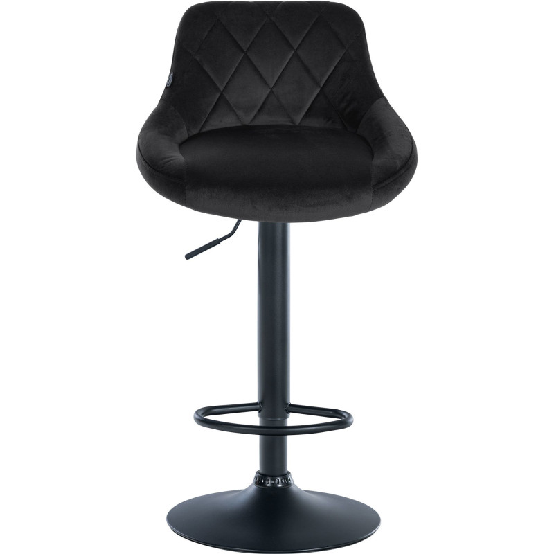 Tabouret de bar moderne chic en Velours Noir Métal Noir Zerion - 2