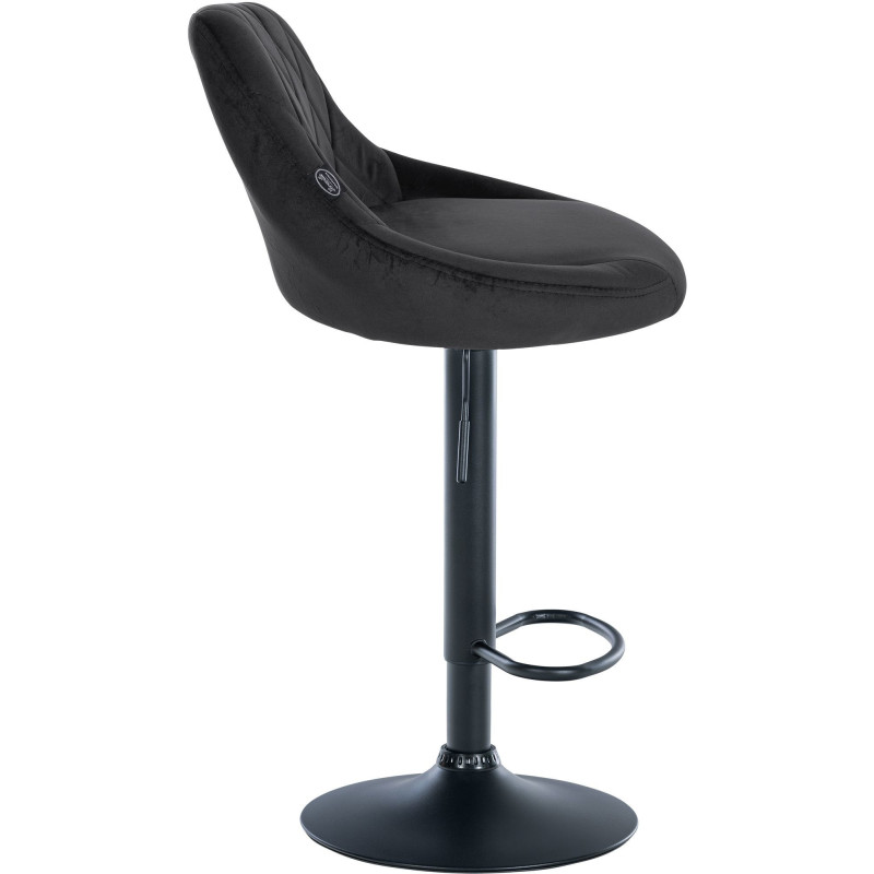 Tabouret de bar moderne chic en Velours Noir Métal Noir Zerion - 3