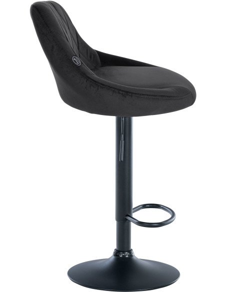 Tabouret de bar moderne chic en Velours Noir Métal Noir Zerion - 3