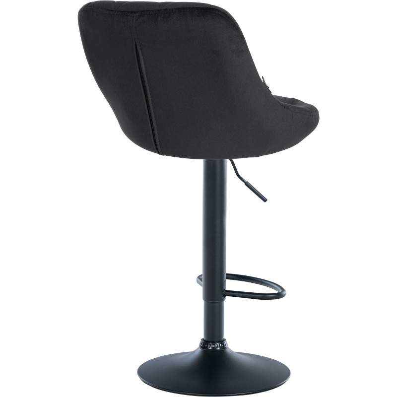 Tabouret de bar moderne chic en Velours Noir Métal Noir Zerion - 4