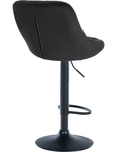 Tabouret de bar moderne chic en Velours Noir Métal Noir Zerion - 4
