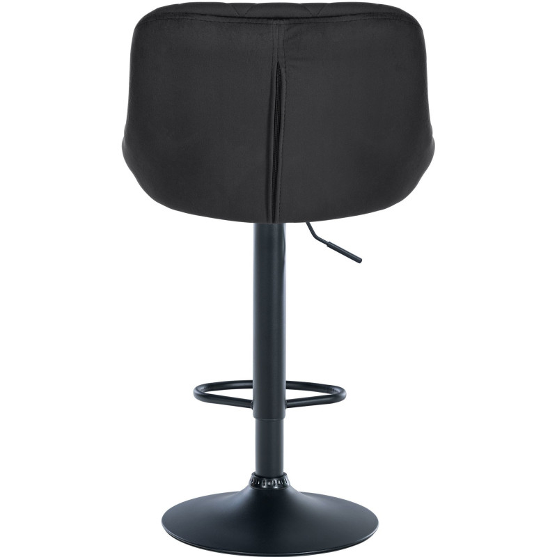 Tabouret de bar moderne chic en Velours Noir Métal Noir Zerion - 5