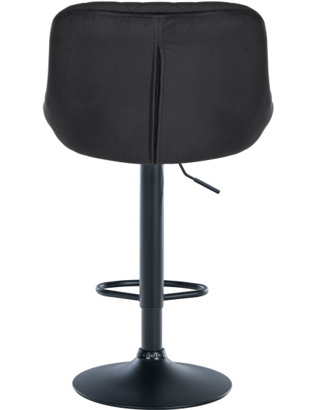 Tabouret de bar moderne chic en Velours Noir Métal Noir Zerion - 5