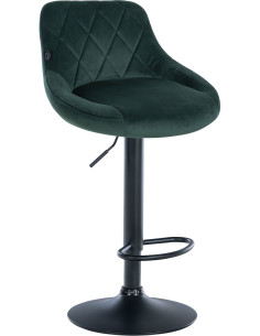 Tabouret de bar moderne chic en Velours Vert foncé Métal Noir Zerion - 1