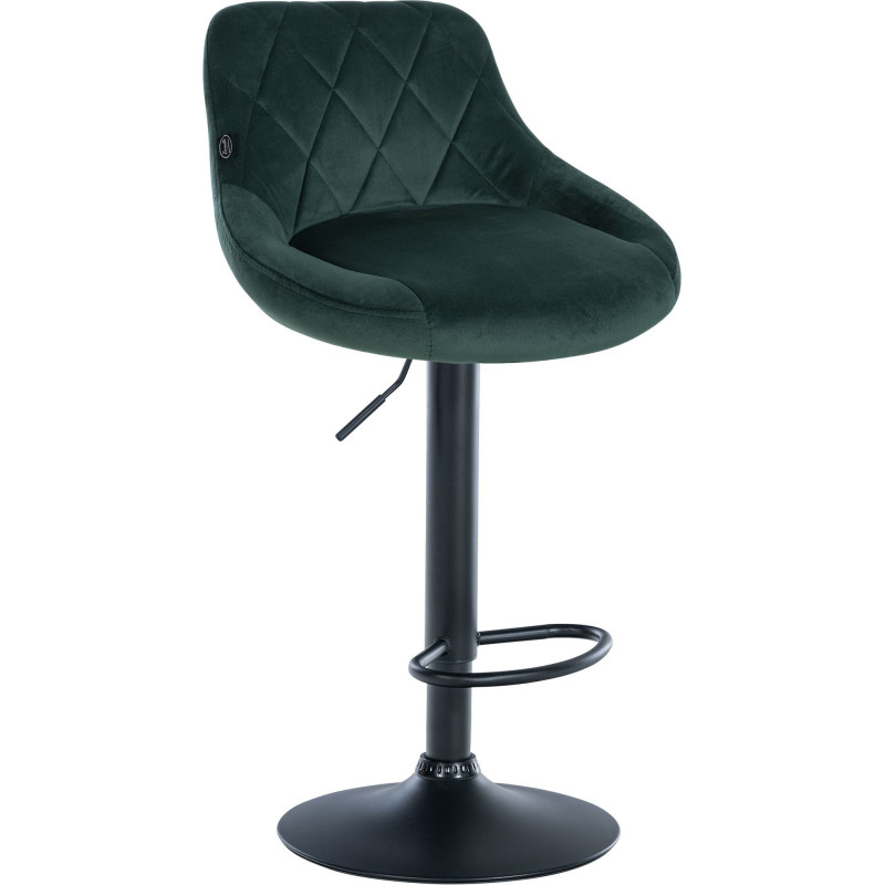 Tabouret de bar moderne chic en Velours Vert foncé Métal Noir Zerion - 1