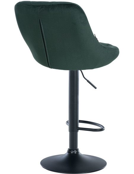 Tabouret de bar moderne chic en Velours Vert foncé Métal Noir Zerion - 4
