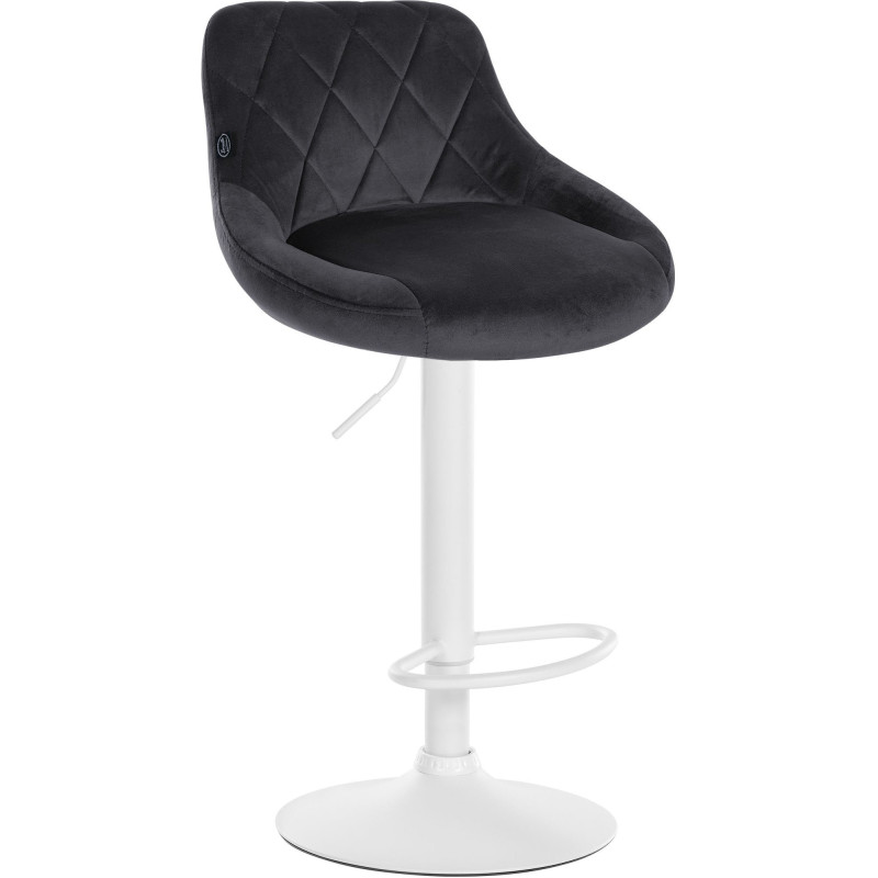 Tabouret de bar moderne chic en Velours Gris foncé Métal Blanc Zerion - 1