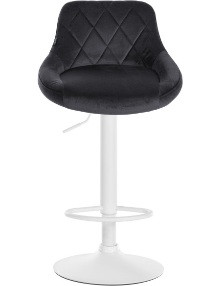 Tabouret de bar moderne chic en Velours Gris foncé Métal Blanc Zerion - 2