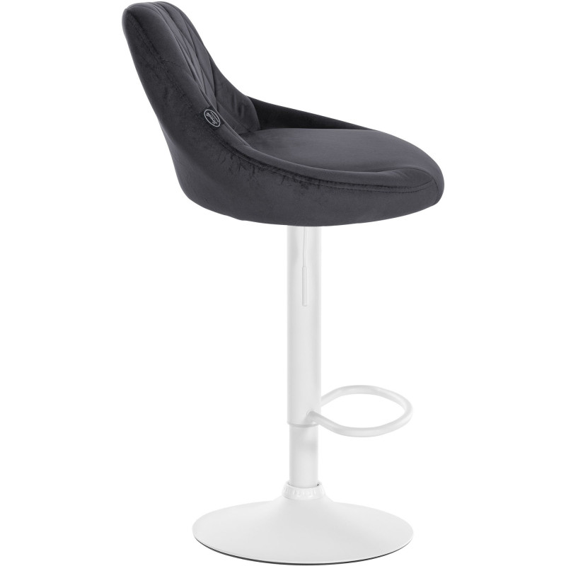 Tabouret de bar moderne chic en Velours Gris foncé Métal Blanc Zerion - 3