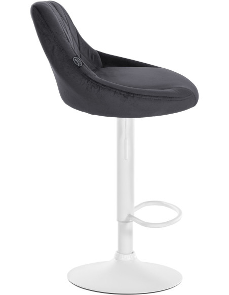 Tabouret de bar moderne chic en Velours Gris foncé Métal Blanc Zerion - 3