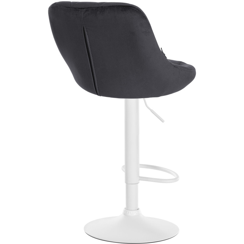 Tabouret de bar moderne chic en Velours Gris foncé Métal Blanc Zerion - 4