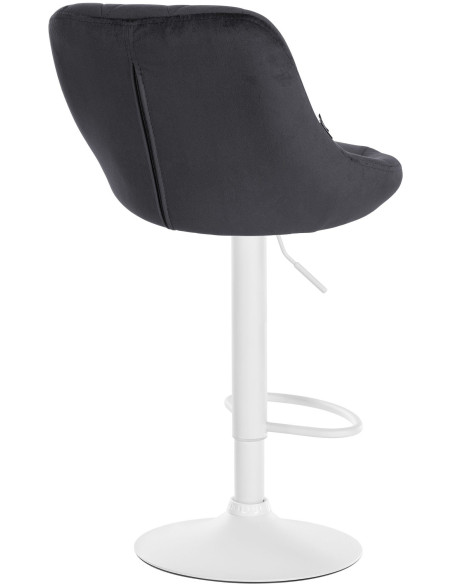 Tabouret de bar moderne chic en Velours Gris foncé Métal Blanc Zerion - 4