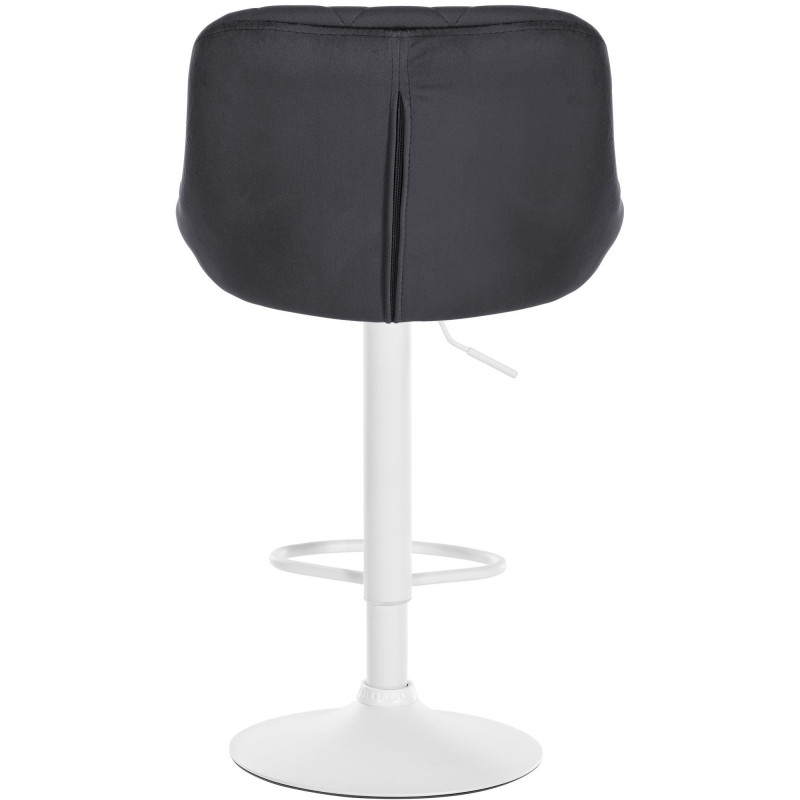 Tabouret de bar moderne chic en Velours Gris foncé Métal Blanc Zerion - 5