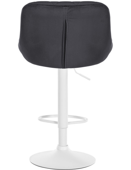 Tabouret de bar moderne chic en Velours Gris foncé Métal Blanc Zerion - 5