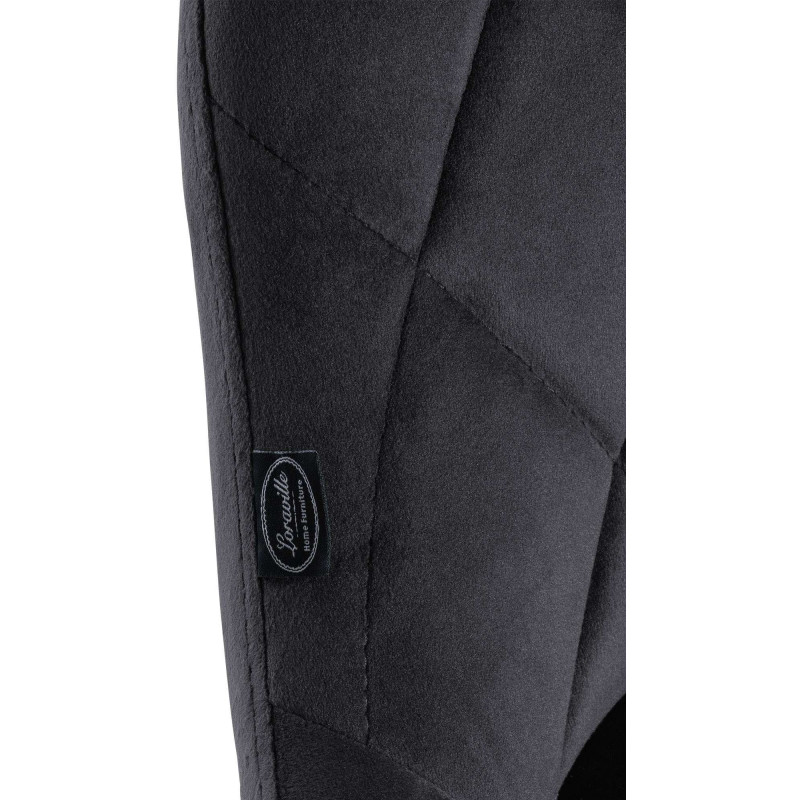 Tabouret de bar moderne chic en Velours Gris foncé Métal Blanc Zerion - 6