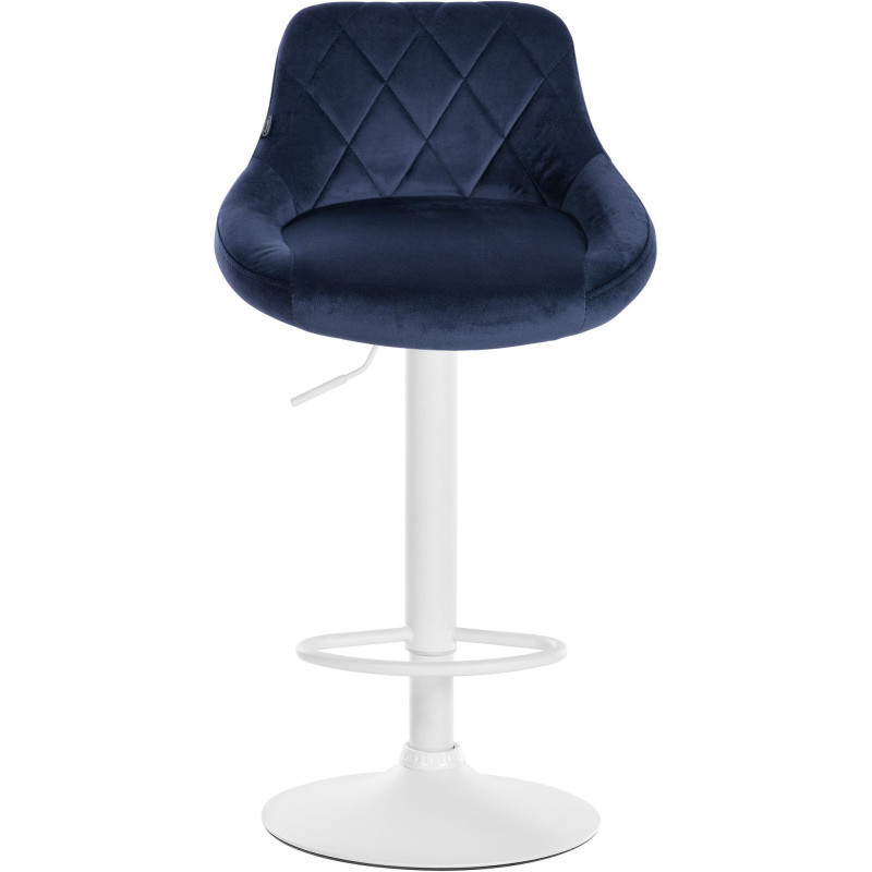 Tabouret de bar moderne chic en Velours Bleu Métal Blanc Zerion - 2