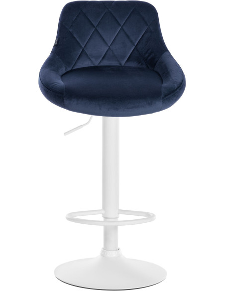 Tabouret de bar moderne chic en Velours Bleu Métal Blanc Zerion - 2