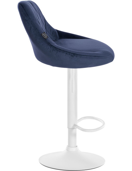 Tabouret de bar moderne chic en Velours Bleu Métal Blanc Zerion - 3