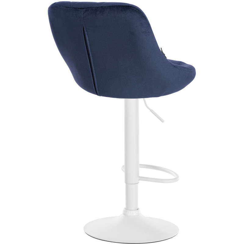 Tabouret de bar moderne chic en Velours Bleu Métal Blanc Zerion - 4
