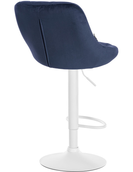 Tabouret de bar moderne chic en Velours Bleu Métal Blanc Zerion - 4